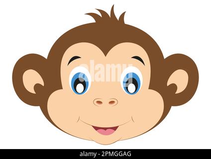 Icon of Cute Monkey Face. Animals. Vector of Cute Monkey Face Stock Vector