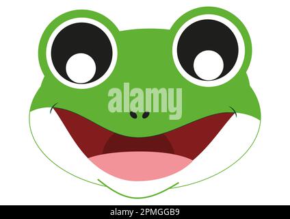 Icon of Cute Frog Face. Animals. Vector Frog Face Stock Vector