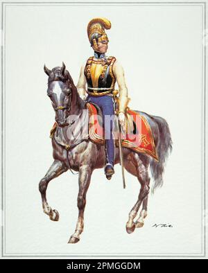 Staff officer of the Imperial Austrian cuirassier regiment around 1840 Stock Photo