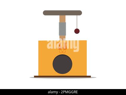 Home for Kitten with toy ball isolated on white background vector illustration Stock Vector
