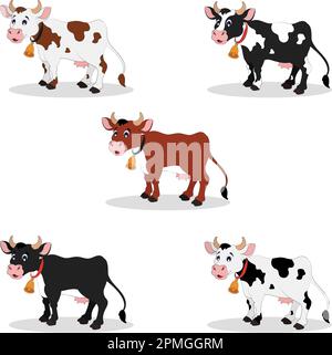 Illustration of different color cows Stock Vector