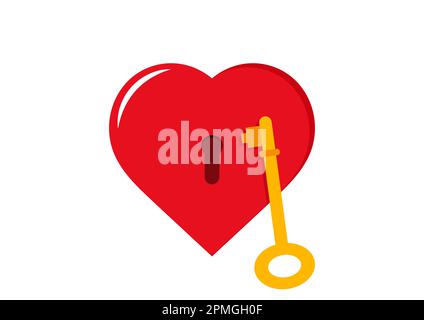 Heart padlock with key on white background vector icon Stock Vector