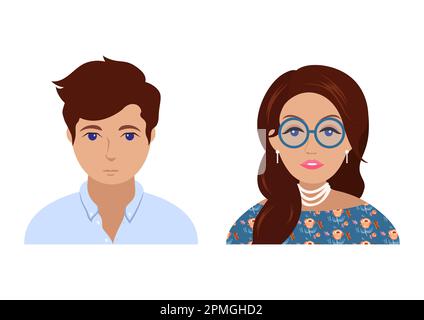 Man and woman portrait silhouette isolated on white background Stock Vector