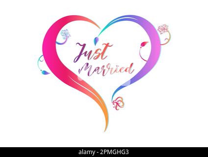 Just Married Heart Clipart Illustration Isolated on a White Background Stock Vector