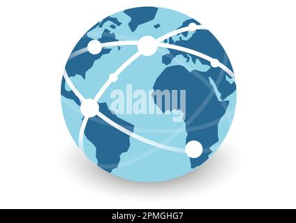 Isometric globe with lines around the symbolism of global network connection Stock Vector