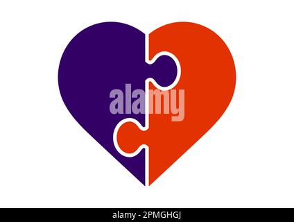 Jigsaw heart on white background vector Stock Vector