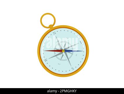 Magnetic Compass Vector Illustration. Nautical Compass Isolated On White Background Stock Vector