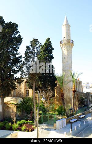 Djami Kebir Mosque in the Old Turkish quarter of Skala, Larnaca, Cyprus. The Grand Mosque of Larnaca Stock Photo