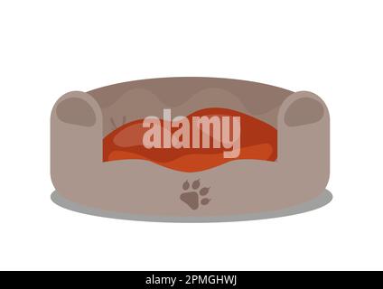 Kitten and her fluffy bed isolated on white background vector illustration Stock Vector