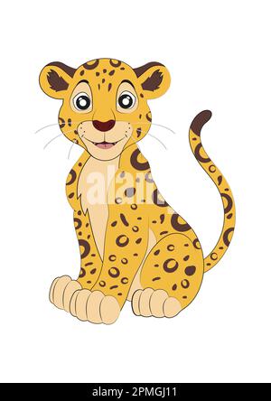 Leopard Cartoon Character Vector On White Background Stock Vector