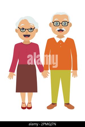 Happy grandparents family cartoon characters Stock Vector