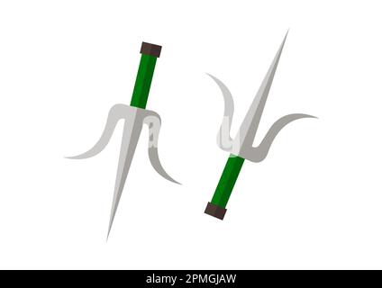 Ninja fork weapons isolated on white background. Vector Illustration of Ninja fork weapons Stock Vector