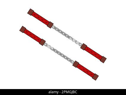 Nunchaku icon vector isolated on white background. Ninja Nunchaku Icon Stock Vector