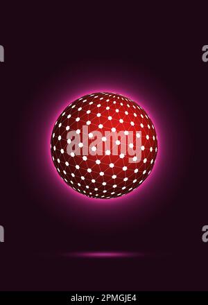 Neon 3D Round Red Shape Stock Vector