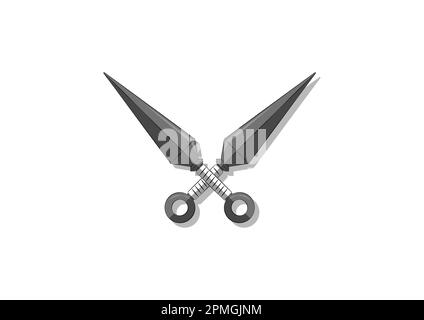 Ninja Kunai Flat Design on White Background Stock Vector