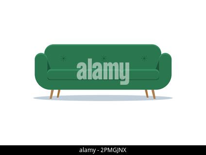 Modern green sofa in flat style vector Stock Vector