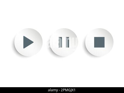 Modern play, stop and pause button icon vector illustration. Web and mobile buttons Stock Vector