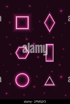 Neon Geometric Shapes Abstract Background Stock Vector
