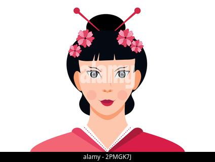 Portrait of cute japanese woman vector Stock Vector