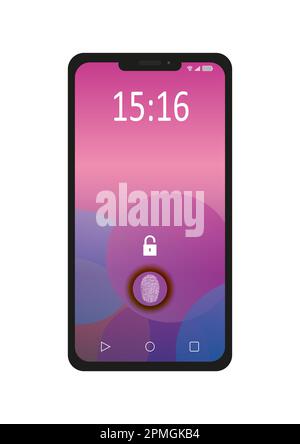 Phone Fingerprint Unlock Vector. Fingerprint Unlock Stock Vector