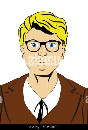 Pop art blonde hair man cartoon character Stock Vector