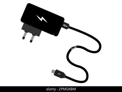 Mobile charger with usb isolated on white background vector illustration Stock Vector