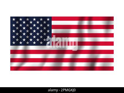 Realistic American Flag Isolated on White Background Vector Illustration Stock Vector