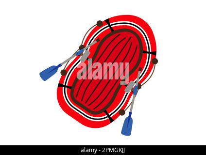 Red inflatable boat vector flat design on white background Stock Vector