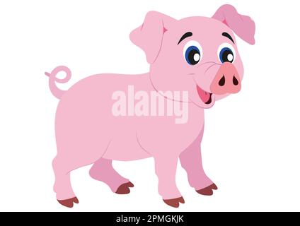 Illustration of Cute Cartoon Pig Stock Vector