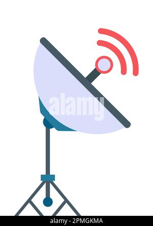 Satellite dish in flat style isolated on white background Stock Vector