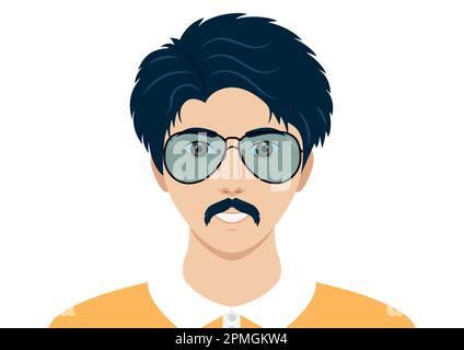 Portrait of handsome man with glasses and moustache Stock Vector