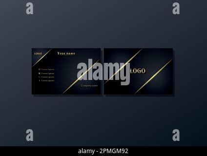 Luxury dark business card mockup with modern gold vector illustration Stock Vector