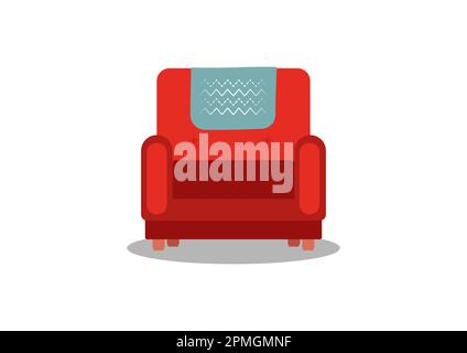 Red armchair in retro style vector illustration Stock Vector
