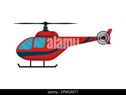 Red Helicopter In Flat Style Vector Stock Vector