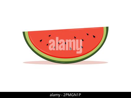 Slice of Watermelon Vector Flat Design isolated on White Background Stock Vector