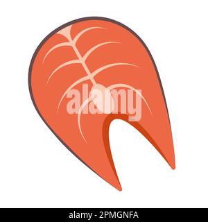 Salmon fish steak isolated on white background vector illustration Stock Vector