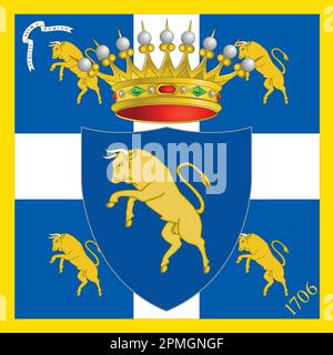 City of Turin official coat of arms on the flag, Piedmont, Italy, european union, vector illustration Stock Vector