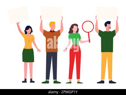 People holding banners on protests vector Stock Vector