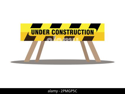 Under Construction Road Barrier Vector Illustration Isolated On White Background Stock Vector