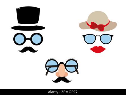 Set of Carnival Objects. Event Masks Stock Vector