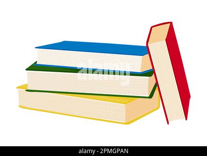 Set of four books isolated on a white background. Vector illustration of different colored books Stock Vector