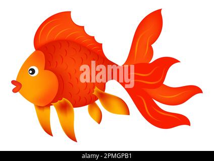 Vector Illustration of Red Fish isolated on white background. Cartoon Aquarium Fish Stock Vector