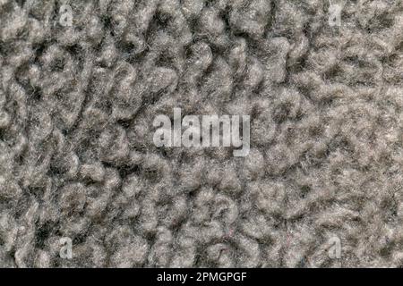 Gray fabric texture, terry cloth, extreme close-up view Stock Photo