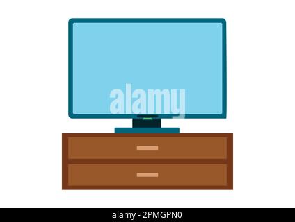 Smart TV positioned on the chest of drawers Stock Vector