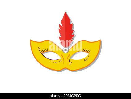 Vector illustration of yellow carnival mask isolated on white background Stock Vector