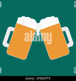 Two Mugs of Beer. Vector Illustration of Beer Mug Stock Vector