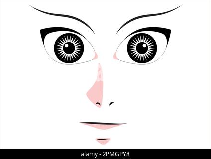 Vector Illustration of Cartoon Face. Eyes, nose, mouth Stock Vector