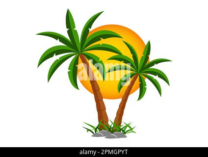 Vector Illustration of Palm Trees isolated on White Background Stock Vector
