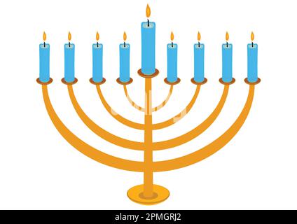 Vector Hanukkah Candela isolated on white background. Happy Hanukkah Stock Vector
