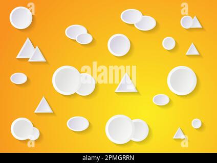 Vivid abstract white paper shapes on yellow background Stock Vector